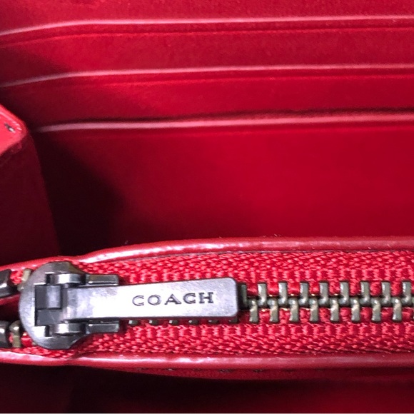 F58183 Coach 1941 Rare Zip Around Accordion Leather Wallet Sequins Z41 Coupe Car - Picture 7 of 15